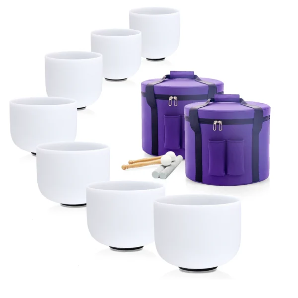 432Hz Chakra Crystal Singing Bowls Set